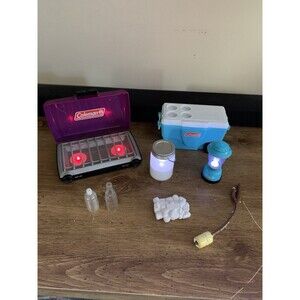 American Girl Doll Camping Lot - Cooler, Grill, Lantern, Marshmallows Etc.